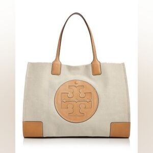 Tory Burch Cream Canvas Ella Tote